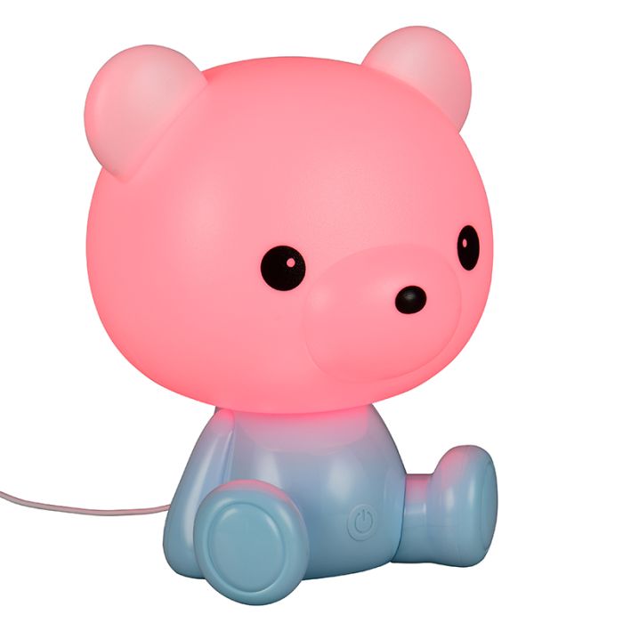 Blue children's table lamp plastic, Lumibear, 0,3W, RGB LED, with switch