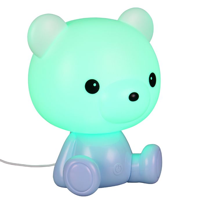 Blue children's table lamp plastic, Lumibear, 0,3W, RGB LED, with switch