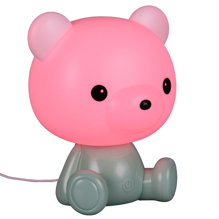 Green children's table lamp plastic, Lumibear, 0,3W, RGB LED, with switch