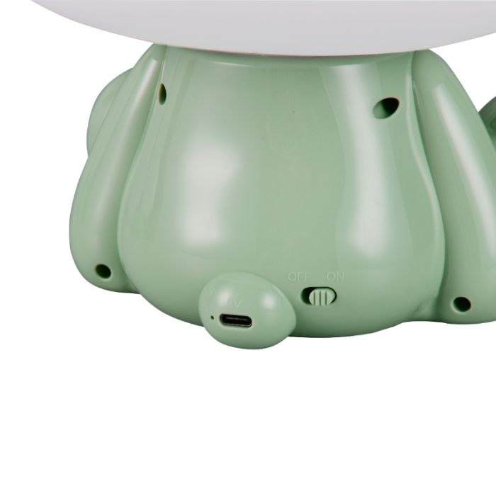 Green children's table lamp plastic, Lumibear, 0,3W, RGB LED, with switch
