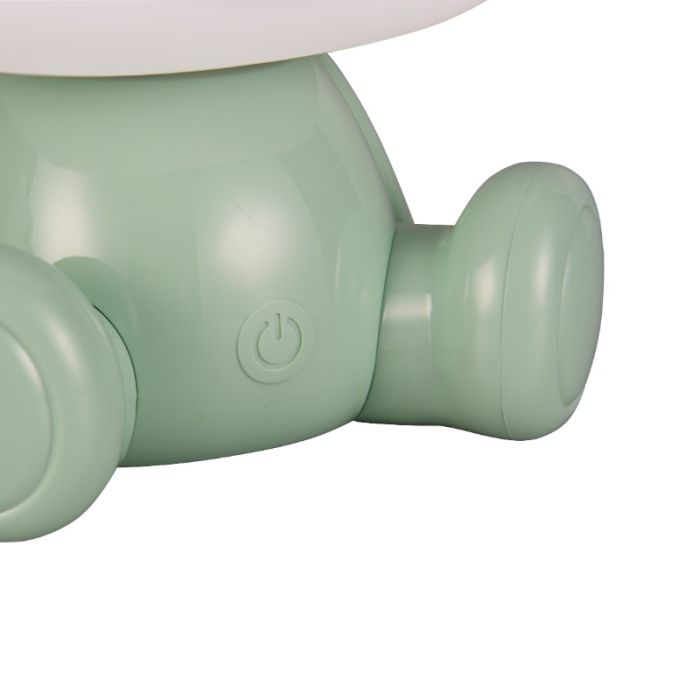 Green children's table lamp plastic, Lumibear, 0,3W, RGB LED, with switch