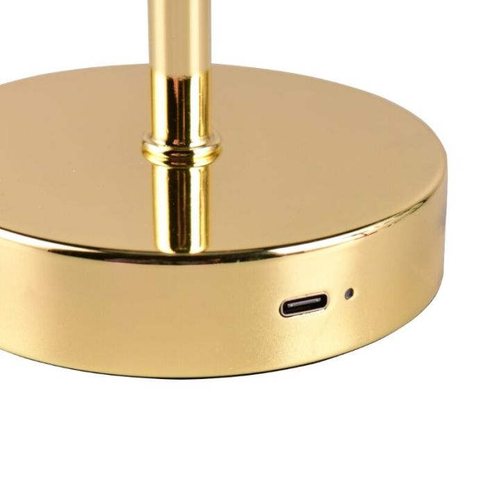 Brass rechargeable table lamp modern, Dustin, 1W, 3000K LED, with touch dimmer