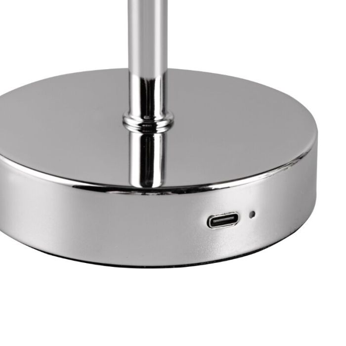 Chrome rechargeable table lamp modern, Dustin, 1W, 3000K LED, with touch dimmer