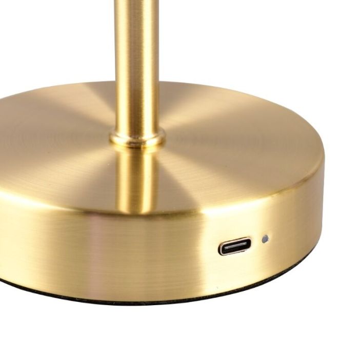 Brass rechargeable table lamp modern, Dustin, 1W, 3000K LED, with touch dimmer