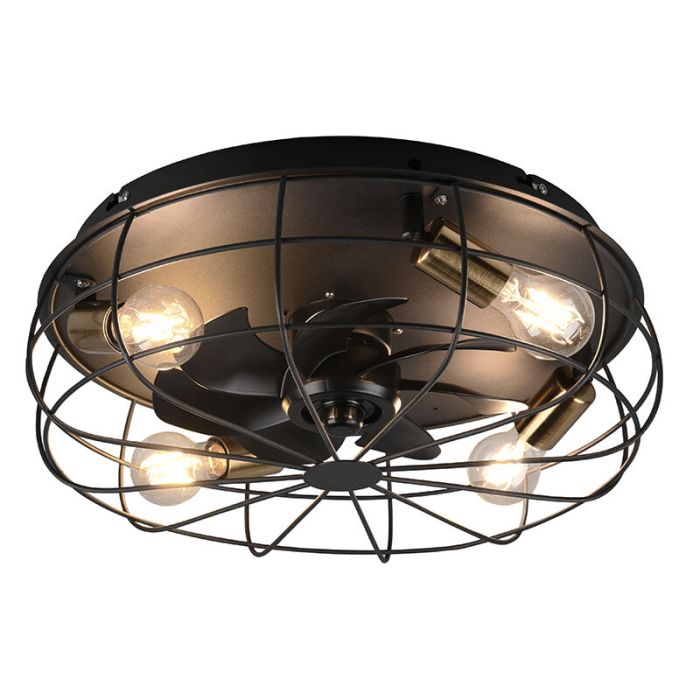 Black ceiling fan modern, Roberto, with remote control