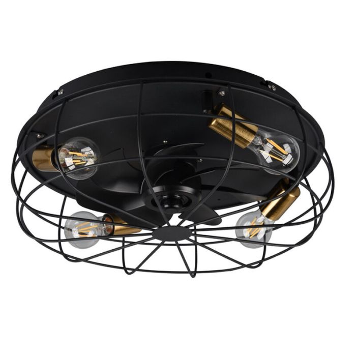 Black ceiling fan modern, Roberto, with remote control