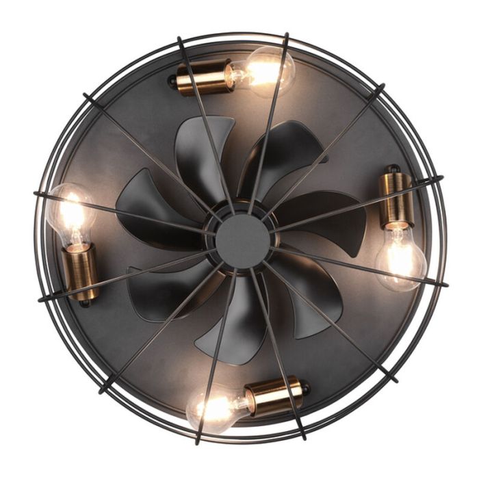 Black ceiling fan modern, Roberto, with remote control