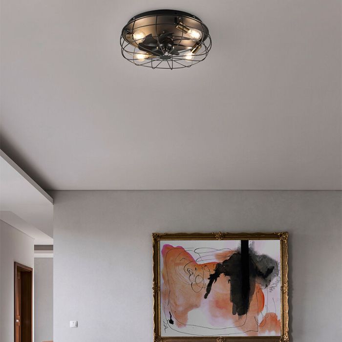 Black ceiling fan modern, Roberto, with remote control