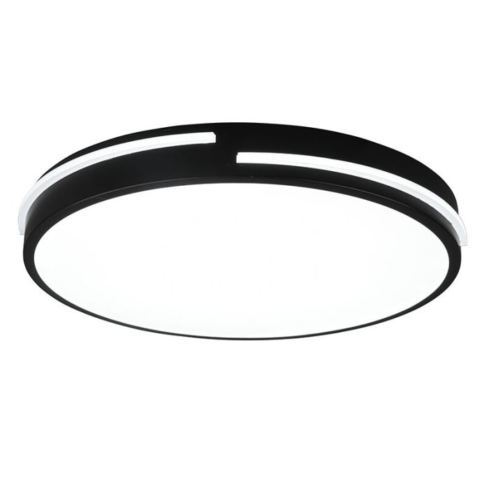 Black flush ceiling light modern, Fadi, 24W, warm to cold white adjustable LED, with remote control