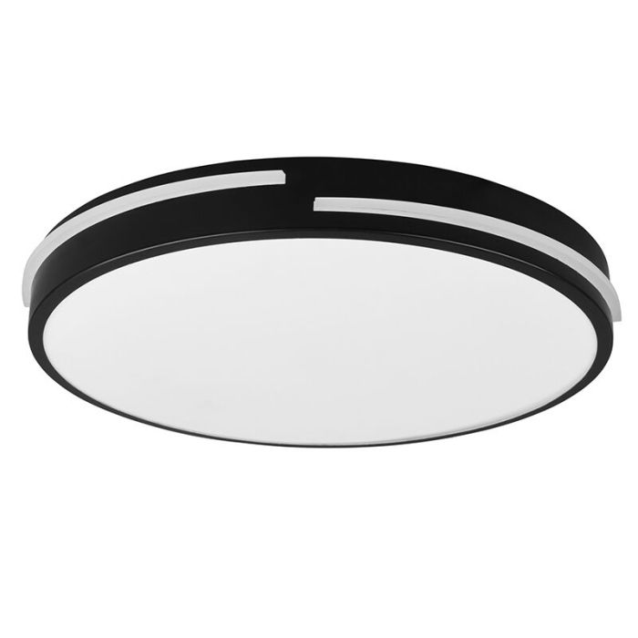Black flush ceiling light modern, Fadi, 24W, warm to cold white adjustable LED, with remote control