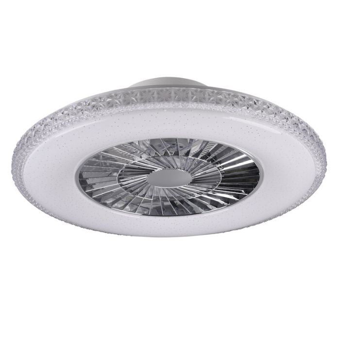 Chrome ceiling fan design, Damon, 40W, warm to cold white adjustable LED, with remote control