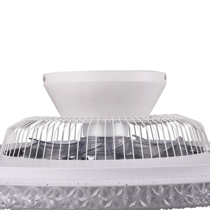 Chrome ceiling fan design, Damon, 40W, warm to cold white adjustable LED, with remote control