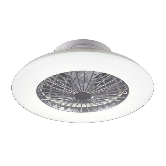 Grey ceiling fan modern, Damyan, 30W, warm to cold white adjustable LED, with remote control
