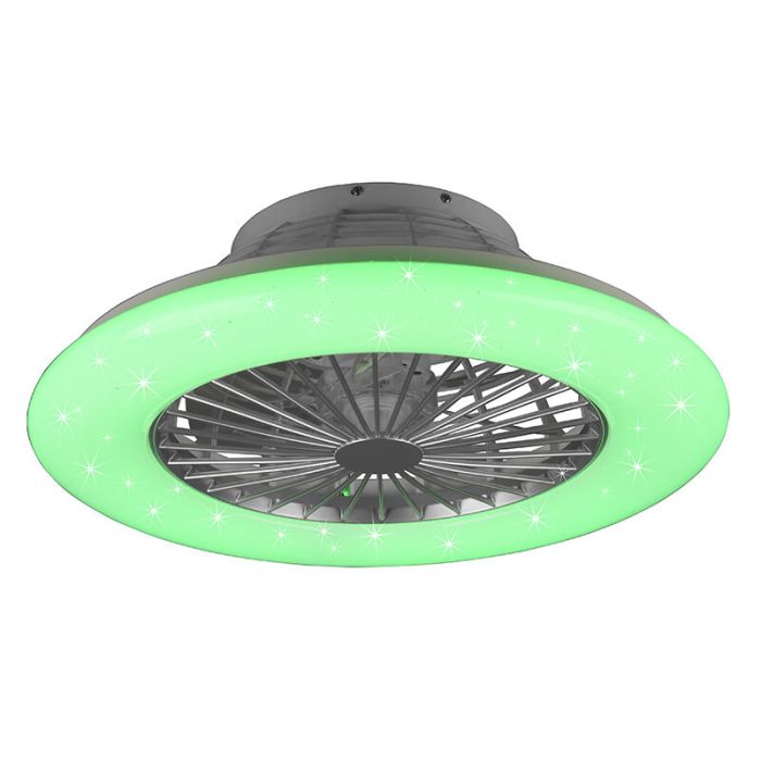 Grey ceiling fan modern, Damyan, 30W, RGBW LED, with remote control