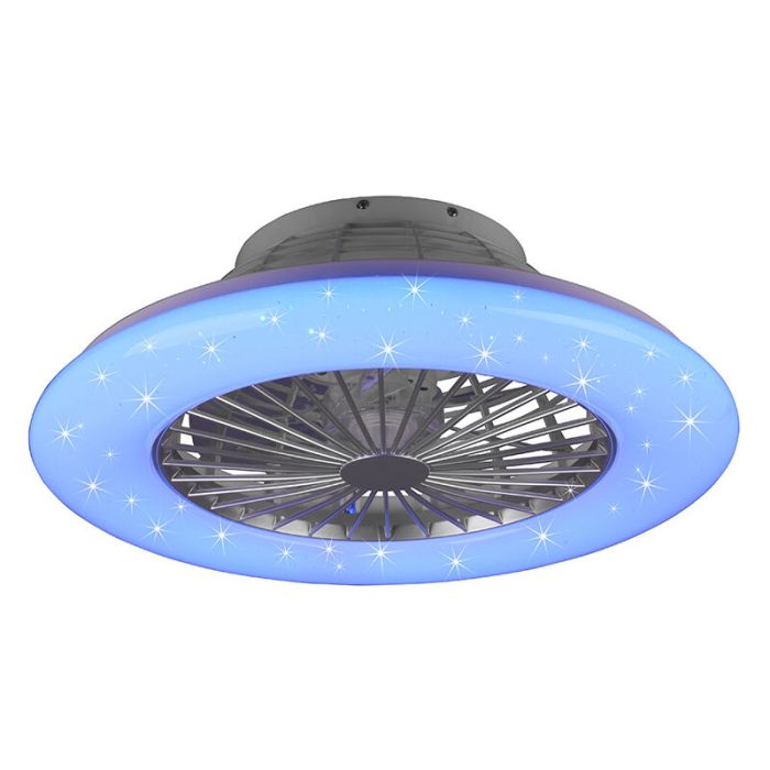 Grey ceiling fan modern, Damyan, 30W, RGBW LED, with remote control