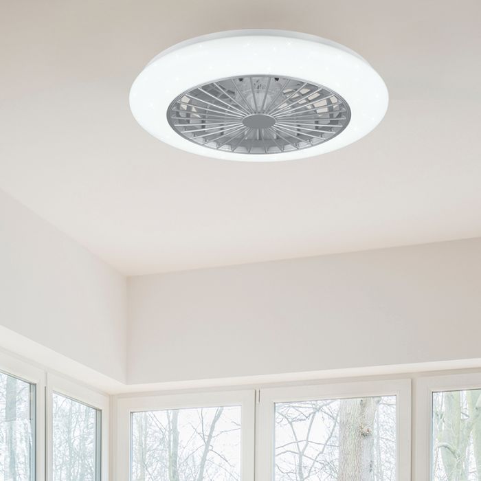 Grey ceiling fan modern, Damyan, 30W, RGBW LED, with remote control