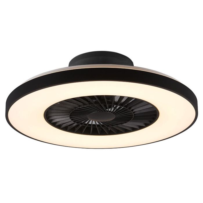 Black ceiling fan modern, Maurits, 40W, warm to cold white adjustable LED, with remote control