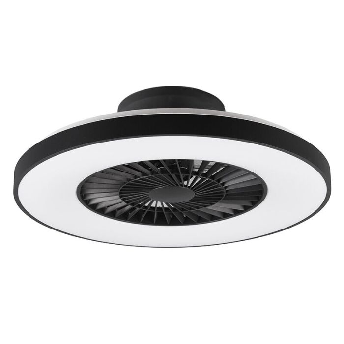 Black ceiling fan modern, Maurits, 40W, warm to cold white adjustable LED, with remote control