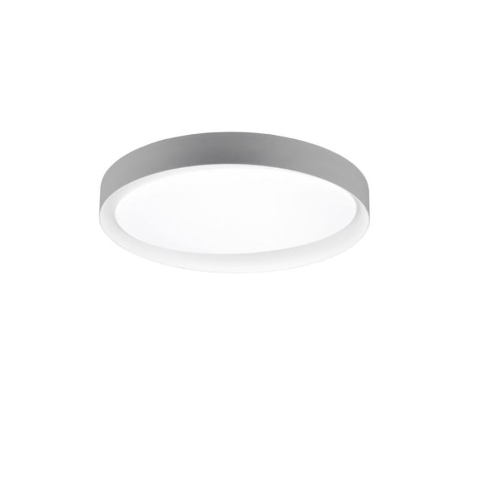 Grey flush ceiling light modern, Joas, 24W, warm to cold white adjustable LED, with remote control