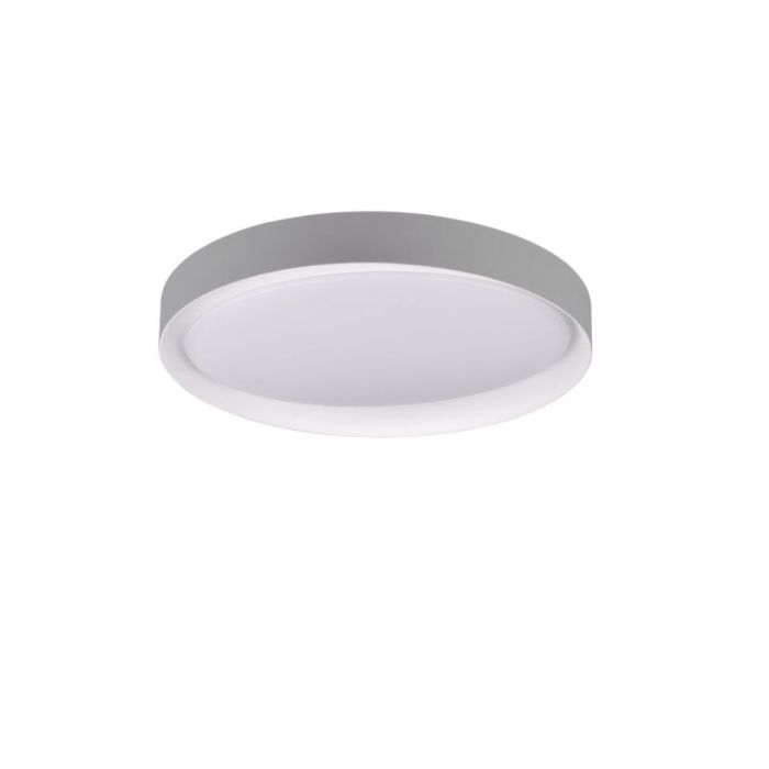 Grey flush ceiling light modern, Joas, 24W, warm to cold white adjustable LED, with remote control