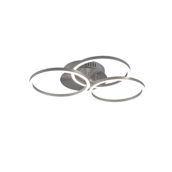 Nickel flush ceiling light modern, Kobus, 27W, warm to cold white adjustable LED, with remote control