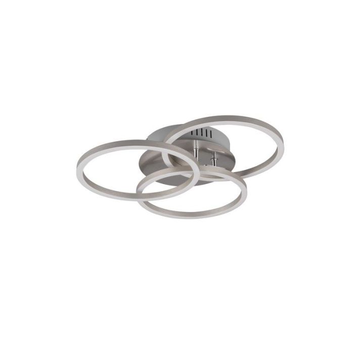 Nickel flush ceiling light modern, Kobus, 27W, warm to cold white adjustable LED, with remote control