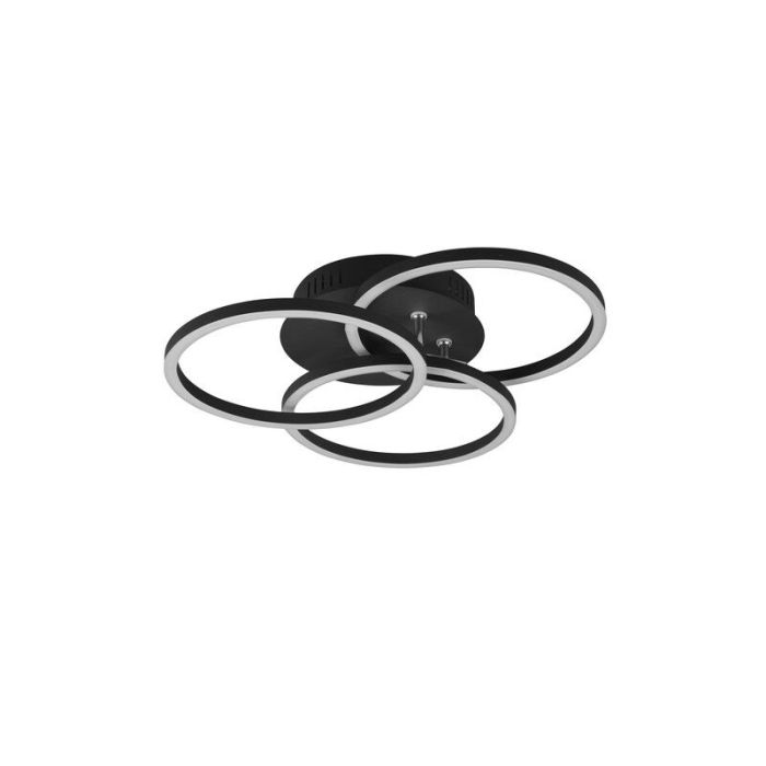 Black flush ceiling light modern, Kobus, 27W, warm to cold white adjustable LED, with remote control