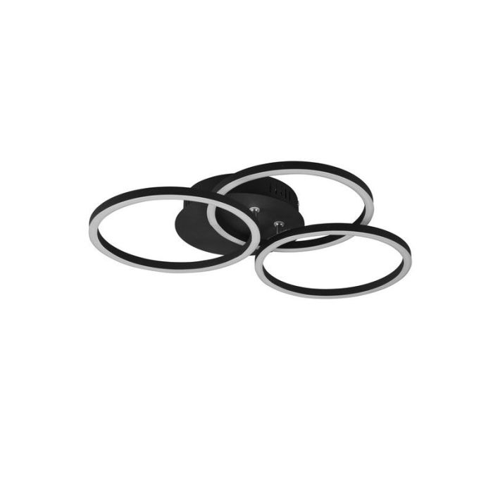 Black flush ceiling light modern, Kobus, 27W, warm to cold white adjustable LED, with remote control