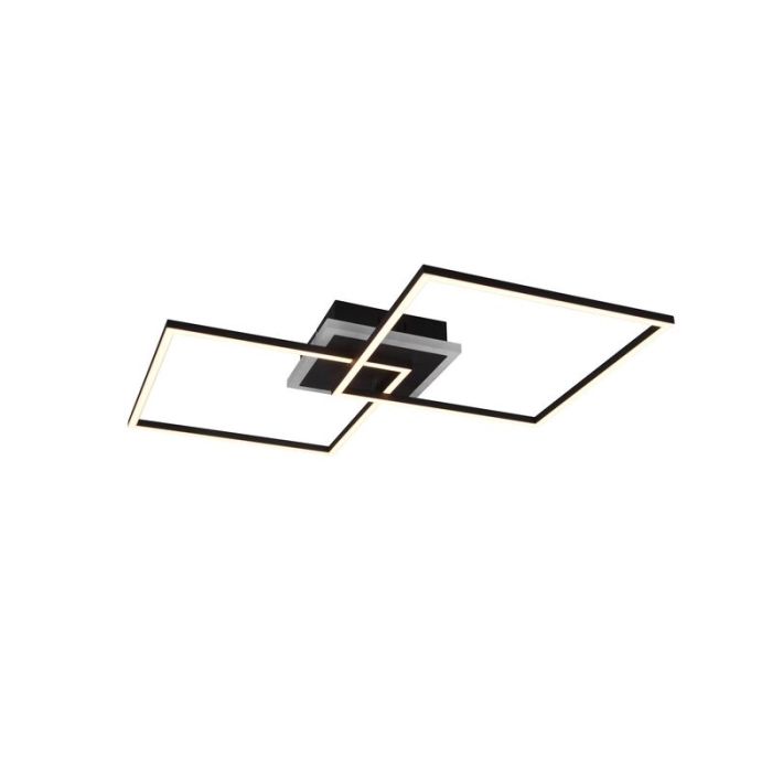 Black flush ceiling light modern, Naud, 29W, 3000K LED, with remote control