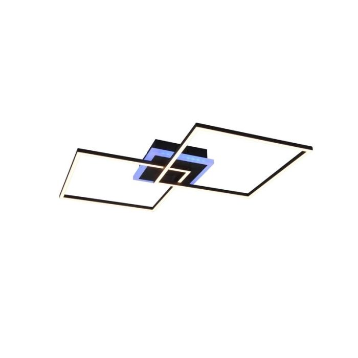 Black flush ceiling light modern, Naud, 29W, 3000K LED, with remote control
