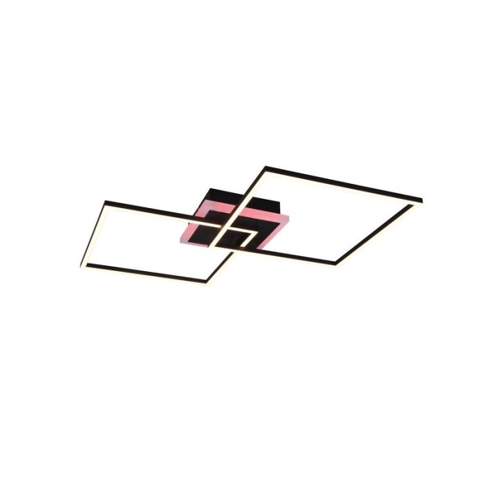 Black flush ceiling light modern, Naud, 29W, 3000K LED, with remote control