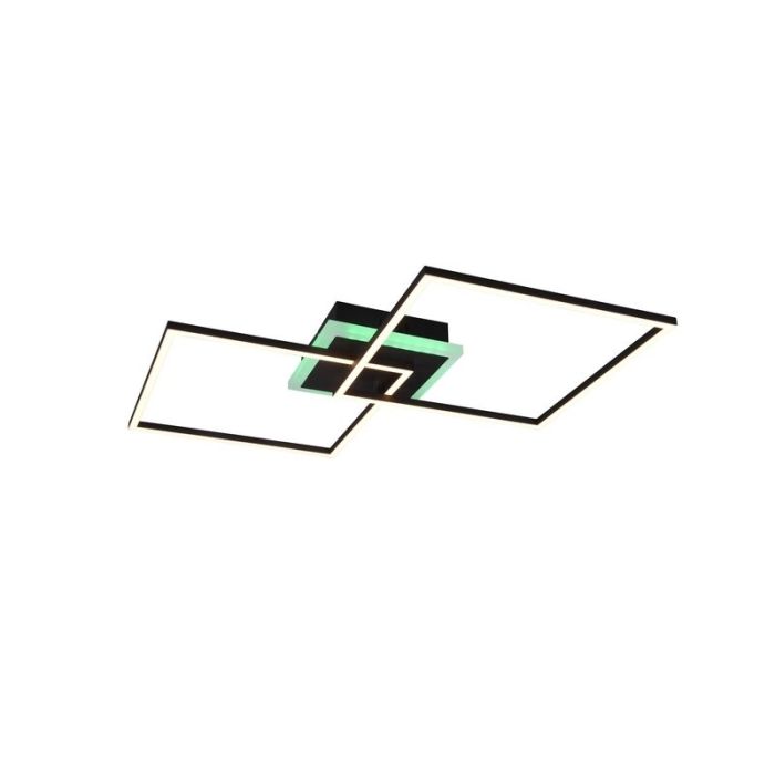 Black flush ceiling light modern, Naud, 29W, 3000K LED, with remote control