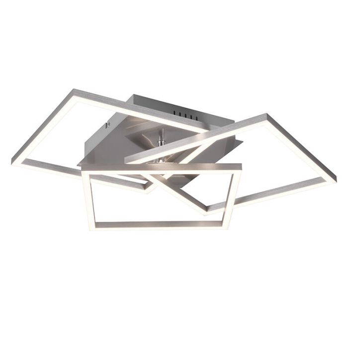 Nickel flush ceiling light modern, Bibiana, 28W, warm to cold white adjustable LED, with remote control