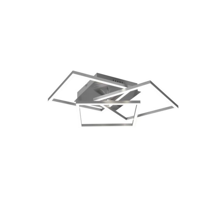 Nickel flush ceiling light modern, Bibiana, 28W, warm to cold white adjustable LED, with remote control