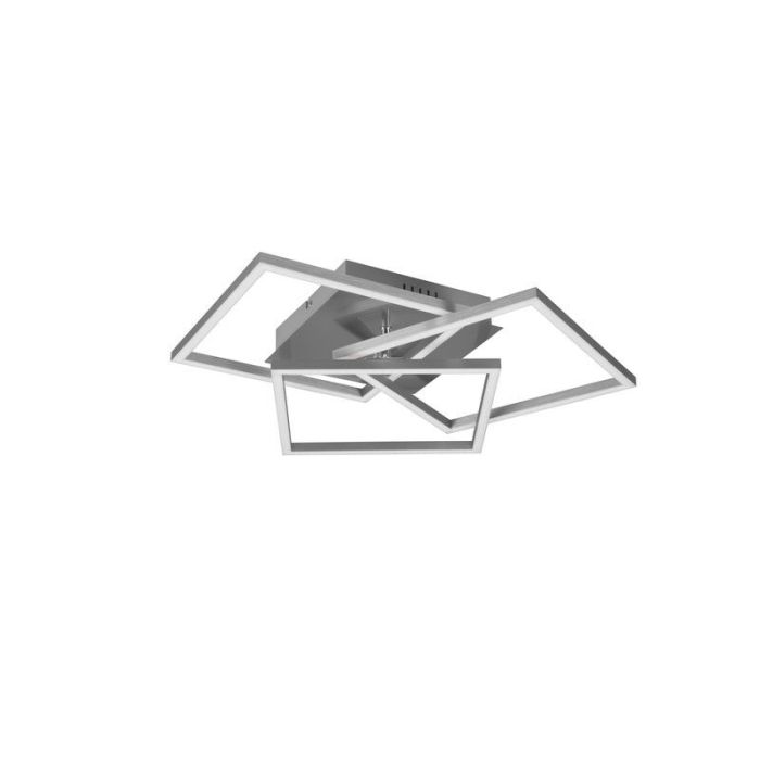 Nickel flush ceiling light modern, Bibiana, 28W, warm to cold white adjustable LED, with remote control