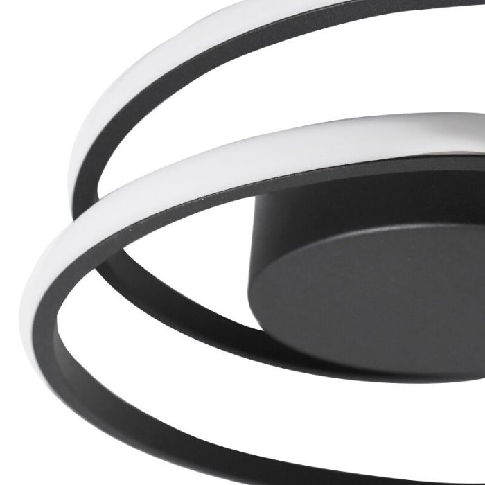 Black flush ceiling light modern, Sassandra, 22W, 3000K LED, 3-step dimmable