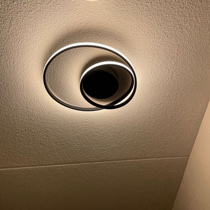 Black flush ceiling light modern, Sassandra, 22W, 3000K LED, 3-step dimmable