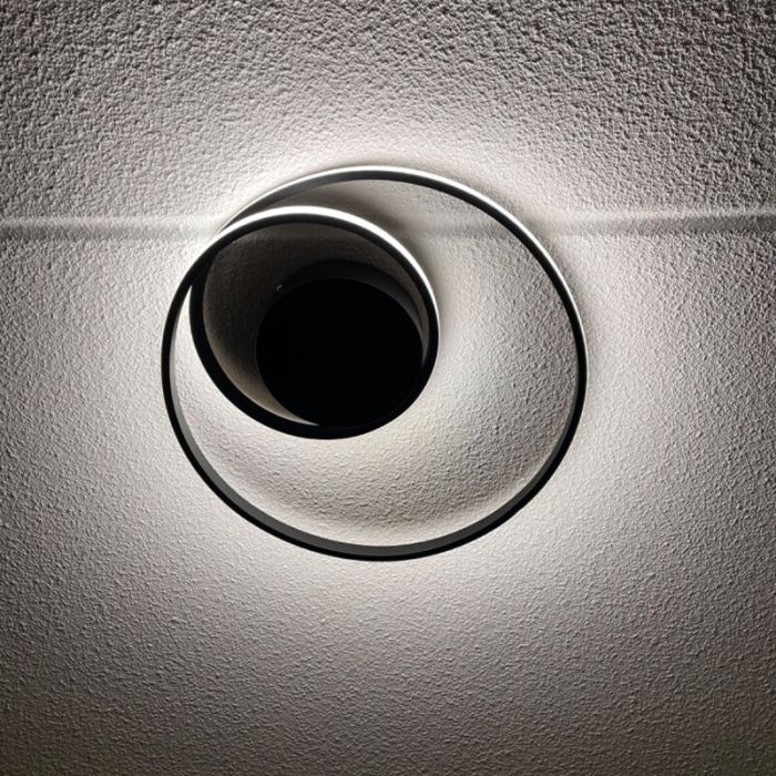 Black flush ceiling light modern, Sassandra, 22W, 3000K LED, 3-step dimmable