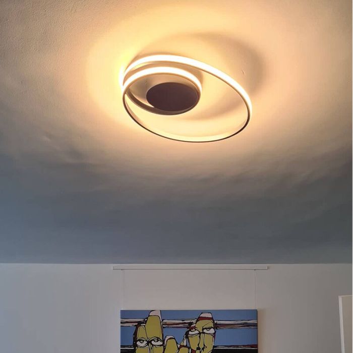 Taupe flush ceiling light modern, Sassandra, 22W, 3000K LED, 3-step dimmable