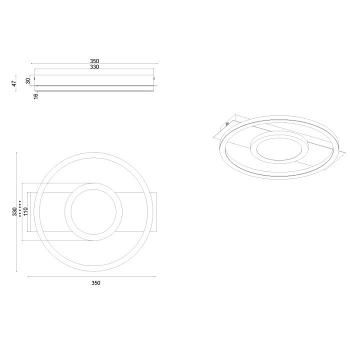 White ceiling light modern, Sandhia, 16W, 4000K LED