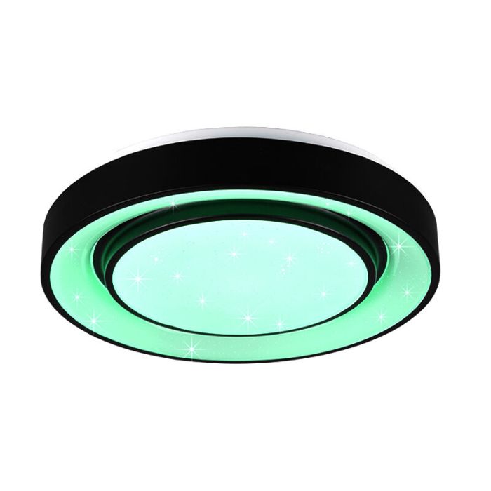 Black flush ceiling light modern, Freke, 20W, RGBW LED