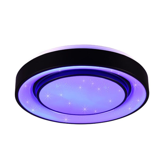 Black flush ceiling light modern, Freke, 20W, RGBW LED