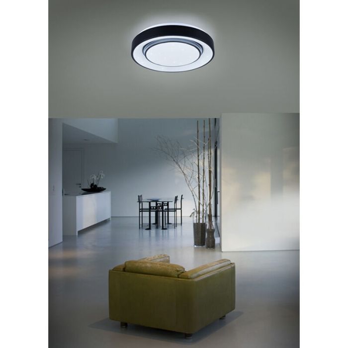 Black flush ceiling light modern, Freke, 20W, RGBW LED