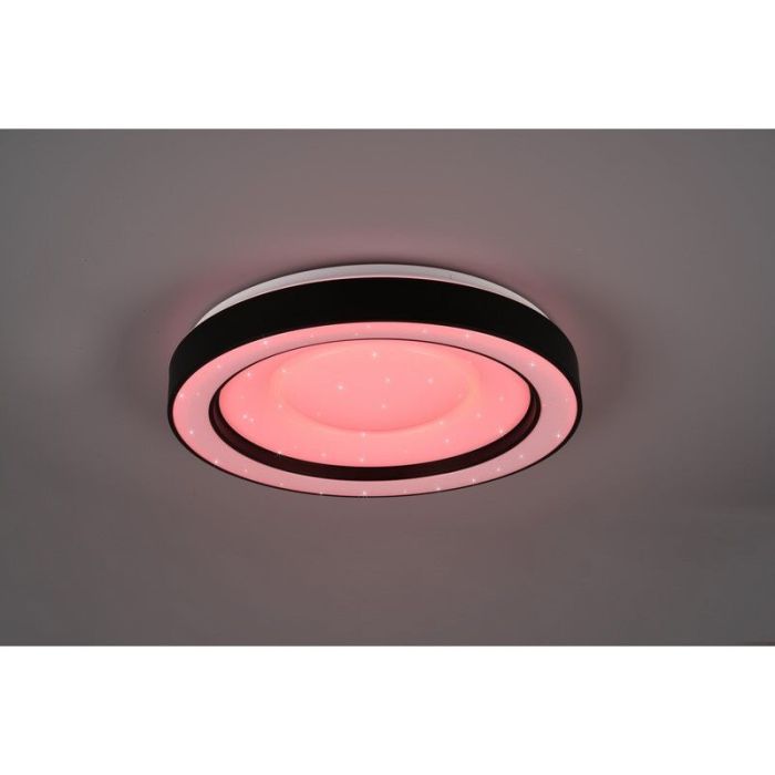 Black flush ceiling light modern, Navin, 22W, RGBW LED, with remote control