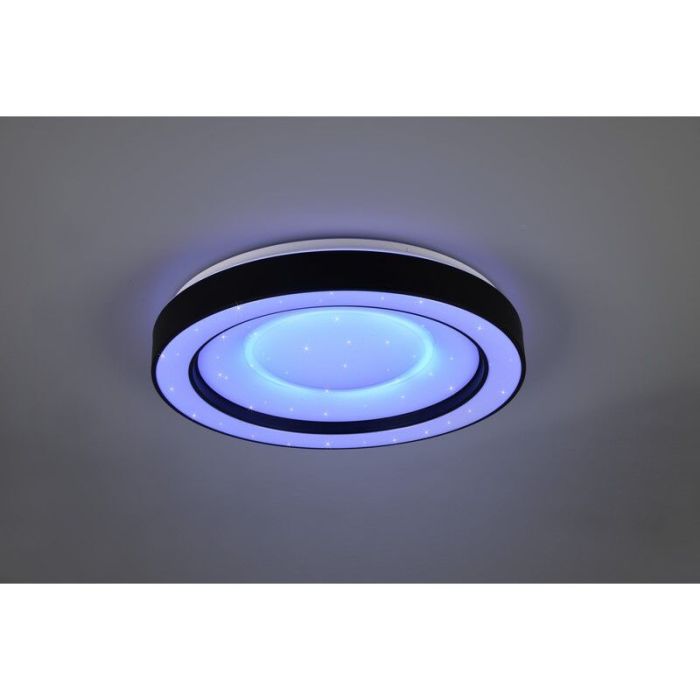 Black flush ceiling light modern, Navin, 22W, RGBW LED, with remote control