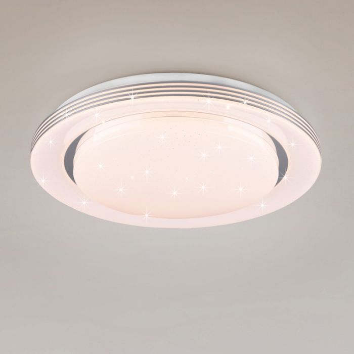 White flush ceiling light modern, Alpha, 18W, warm to cold white adjustable LED, with remote control