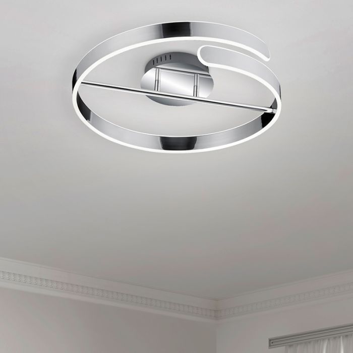 Chrome flush ceiling light design, Resy, 37W, 4000K LED, 3-step dimmable