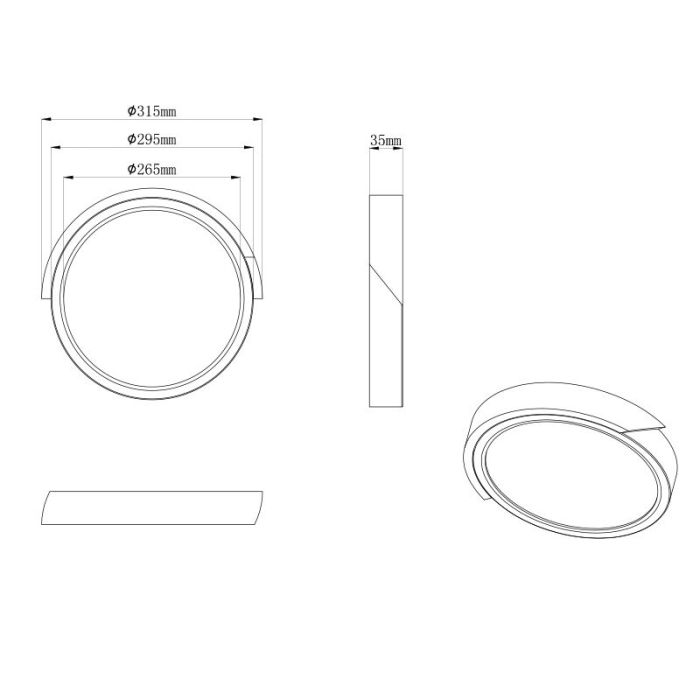 White flush ceiling light modern, Nevil, 20W, 3000K LED, 3-step dimmable