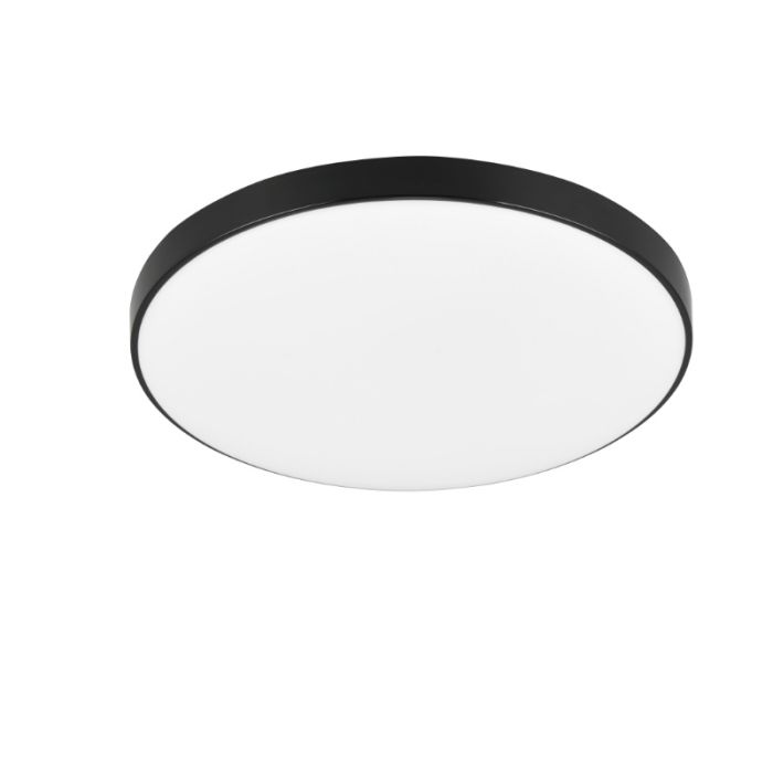 Black flush ceiling light plastic, Sharde, 18W, 4000K LED, IP44