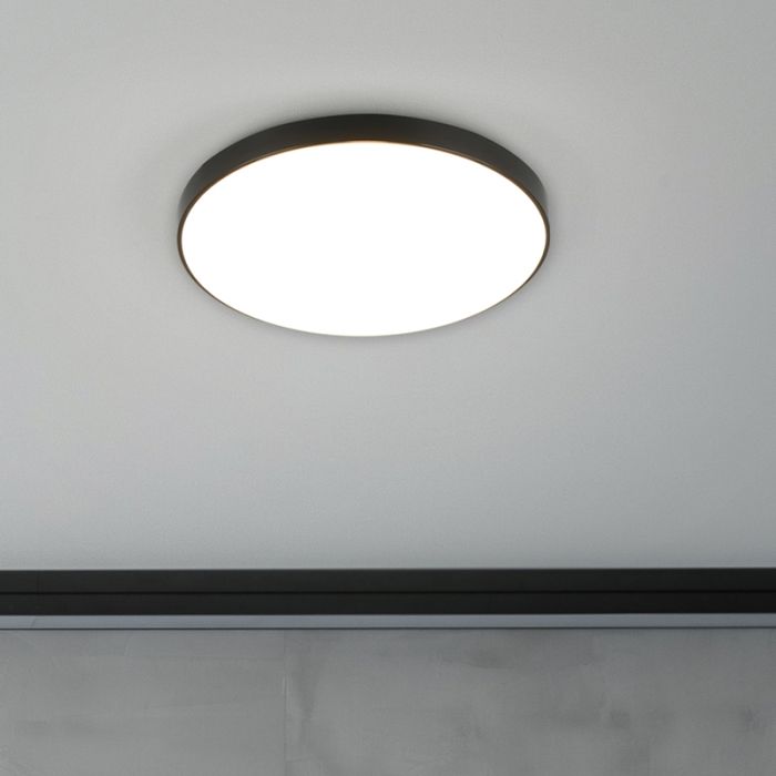 Black flush ceiling light plastic, Sharde, 18W, 4000K LED, IP44